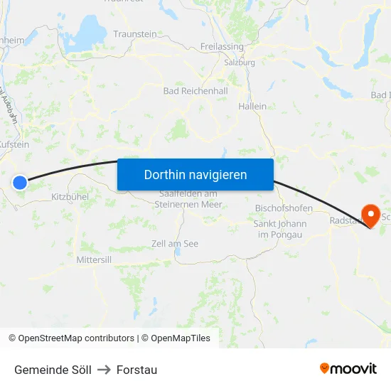 Gemeinde Söll to Forstau map