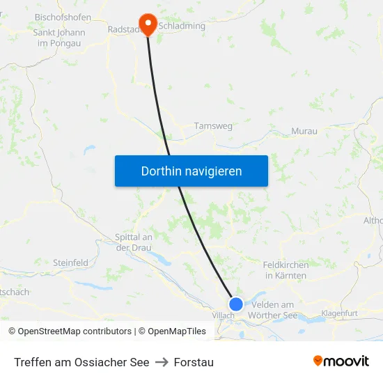 Treffen am Ossiacher See to Forstau map