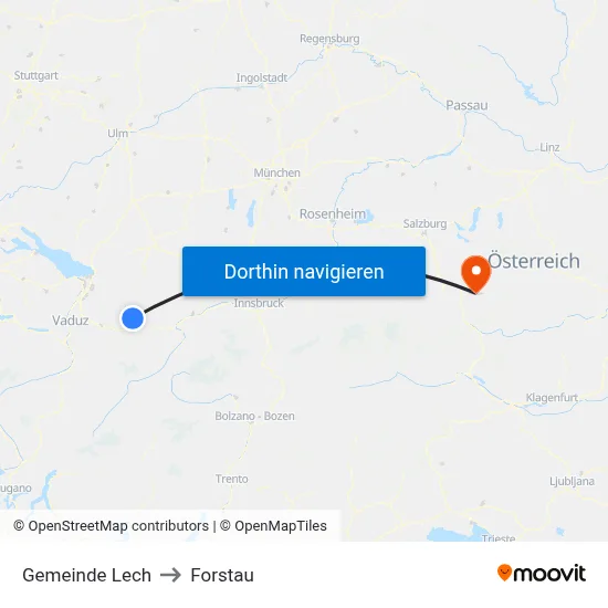Gemeinde Lech to Forstau map