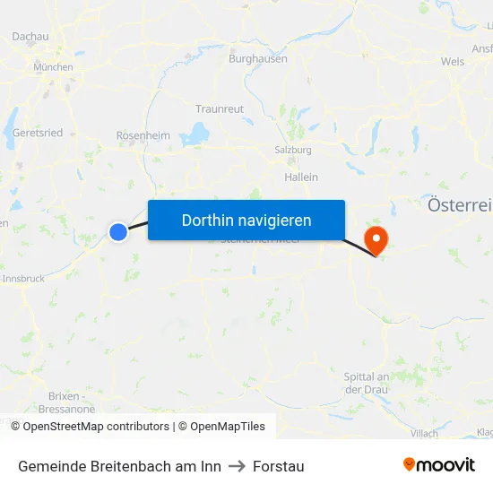 Gemeinde Breitenbach am Inn to Forstau map