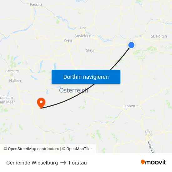 Gemeinde Wieselburg to Forstau map