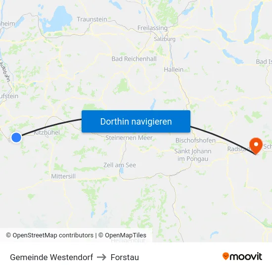 Gemeinde Westendorf to Forstau map