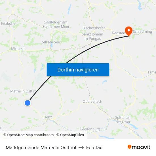Marktgemeinde Matrei In Osttirol to Forstau map