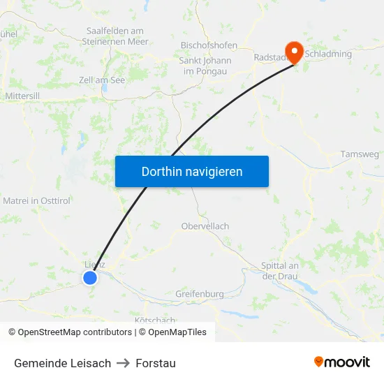 Gemeinde Leisach to Forstau map
