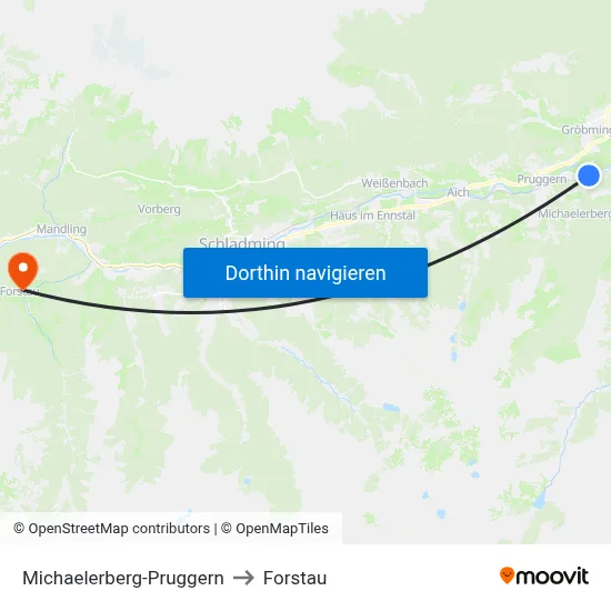 Michaelerberg-Pruggern to Forstau map