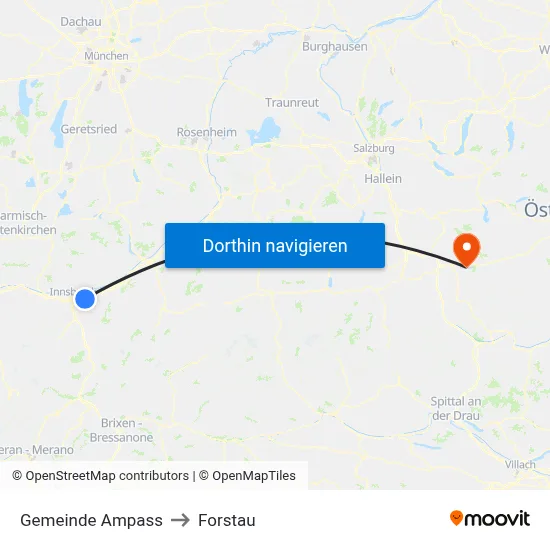 Gemeinde Ampass to Forstau map