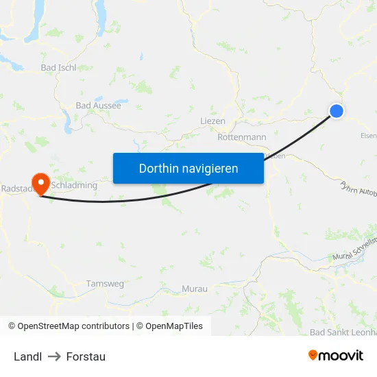 Landl to Forstau map