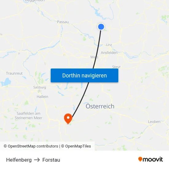 Helfenberg to Forstau map