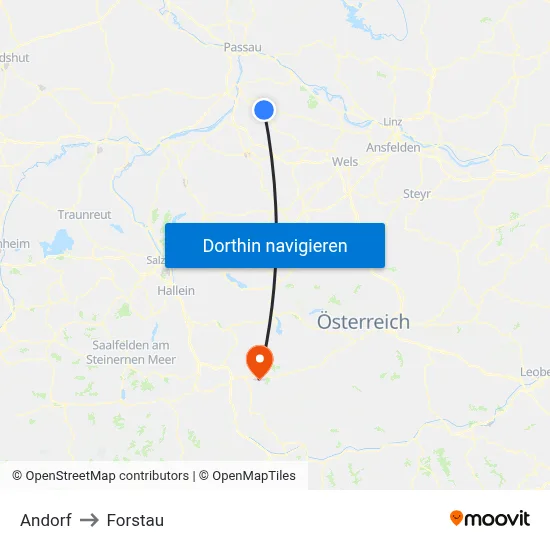 Andorf to Forstau map