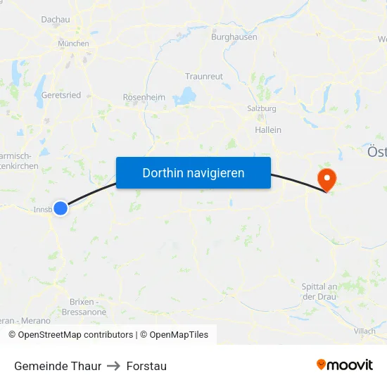 Gemeinde Thaur to Forstau map