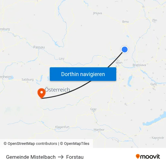 Gemeinde Mistelbach to Forstau map