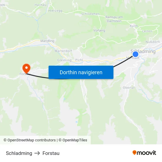 Schladming to Forstau map