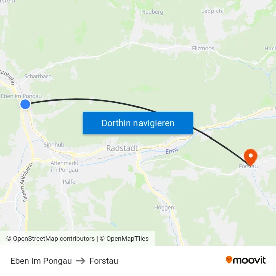 Eben Im Pongau to Forstau map