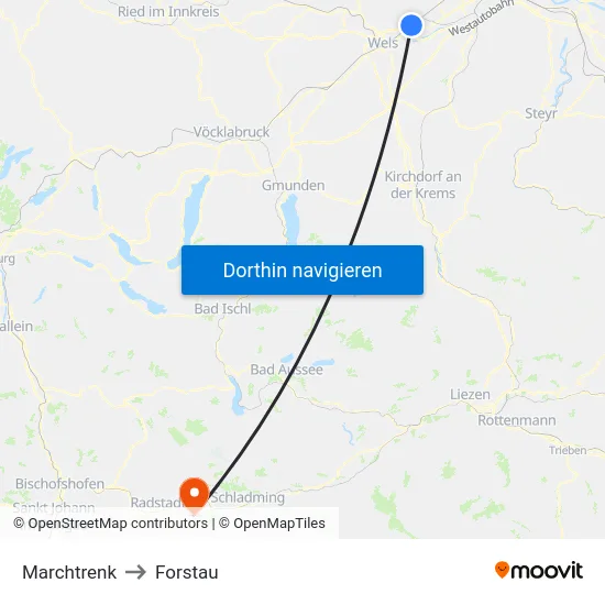 Marchtrenk to Forstau map