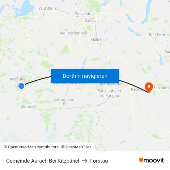 Gemeinde Aurach Bei Kitzbühel to Forstau map