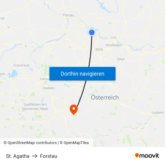 St. Agatha to Forstau map