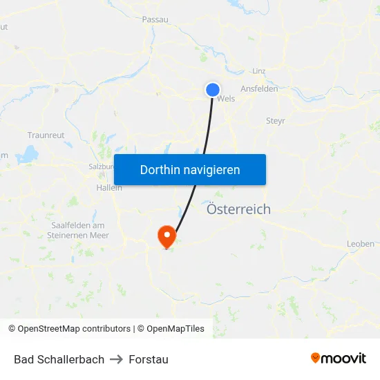 Bad Schallerbach to Forstau map