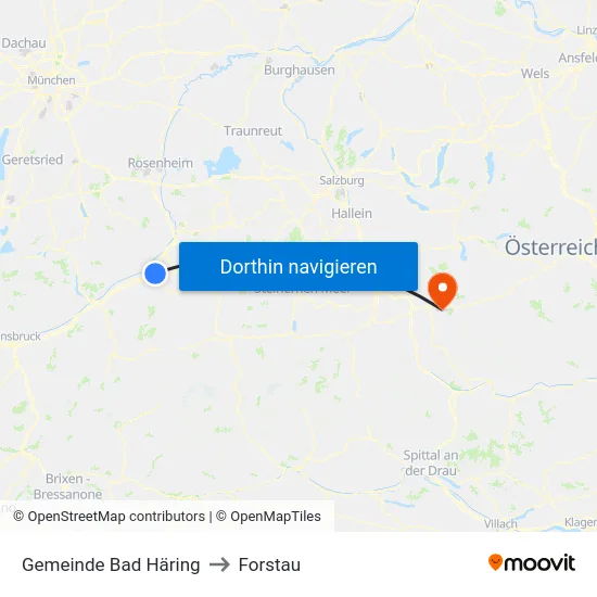 Gemeinde Bad Häring to Forstau map