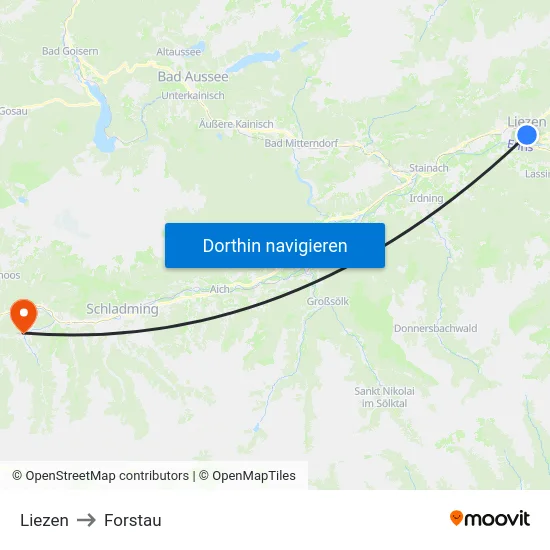 Liezen to Forstau map
