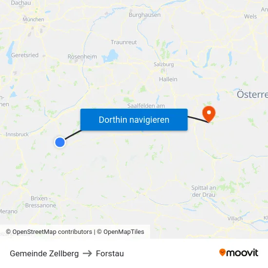 Gemeinde Zellberg to Forstau map