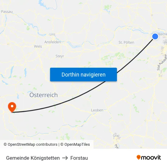 Gemeinde Königstetten to Forstau map