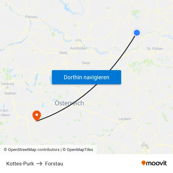 Kottes-Purk to Forstau map