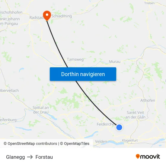 Glanegg to Forstau map