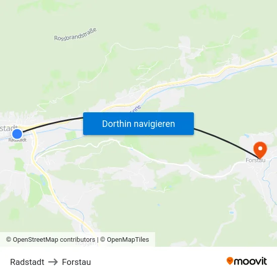Radstadt to Forstau map