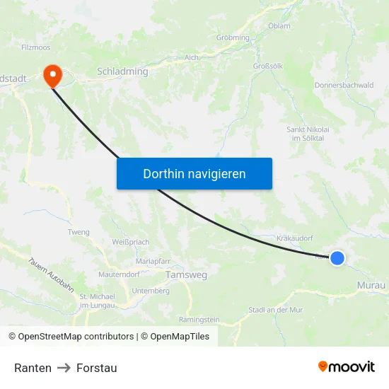 Ranten to Forstau map
