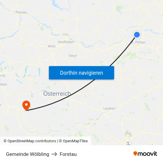 Gemeinde Wölbling to Forstau map