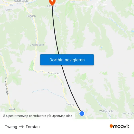 Tweng to Forstau map
