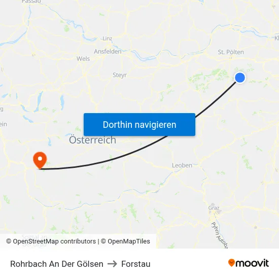 Rohrbach An Der Gölsen to Forstau map