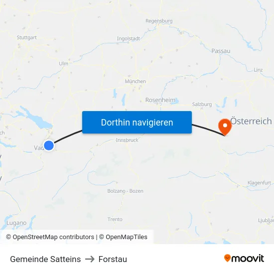 Gemeinde Satteins to Forstau map