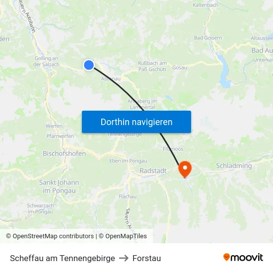 Scheffau am Tennengebirge to Forstau map