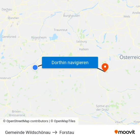 Gemeinde Wildschönau to Forstau map