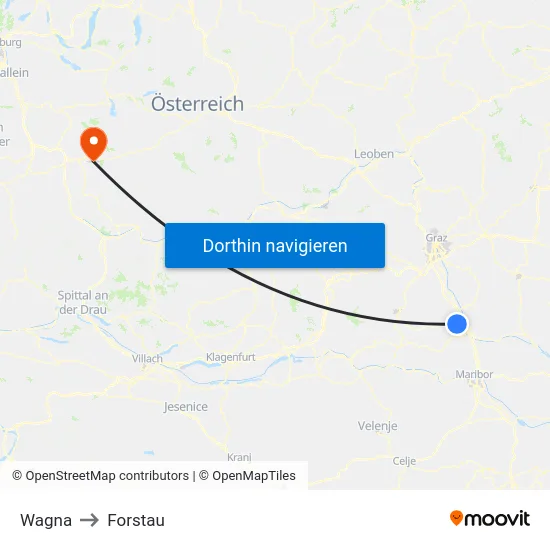 Wagna to Forstau map