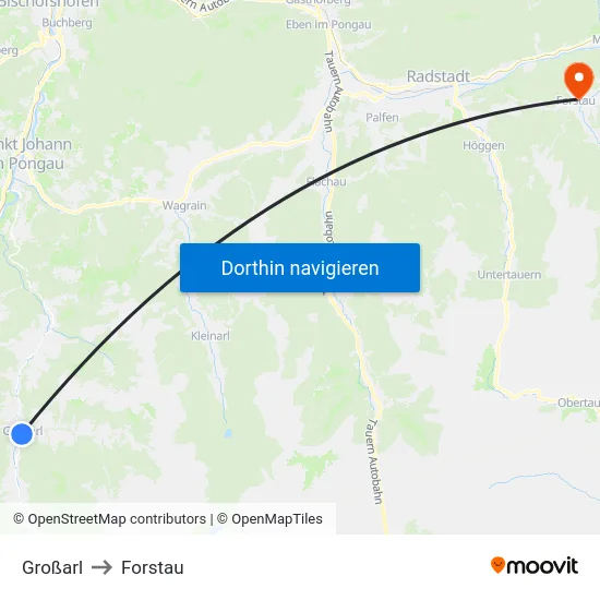 Großarl to Forstau map