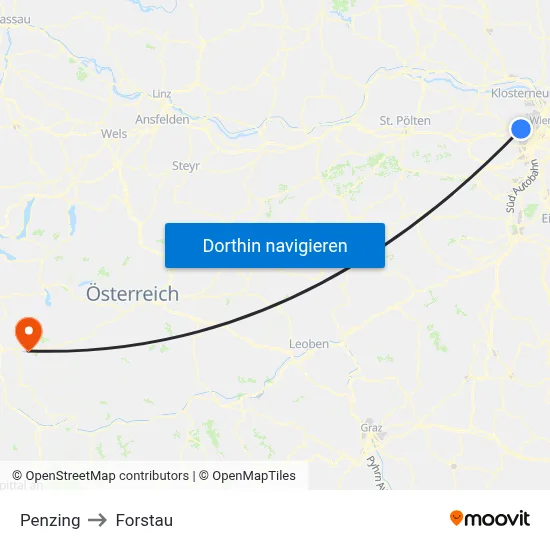 Penzing to Forstau map