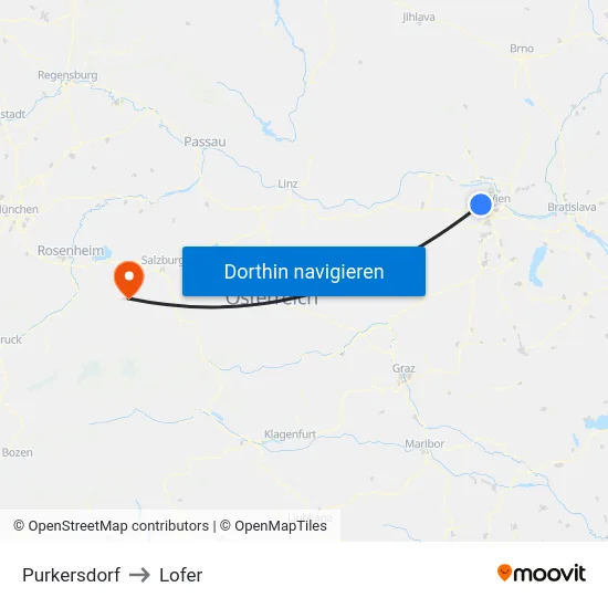 Purkersdorf to Lofer map