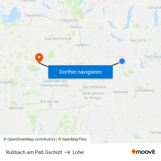 Rußbach am Paß Gschütt to Lofer map