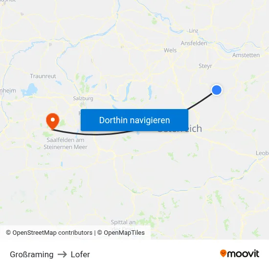 Großraming to Lofer map