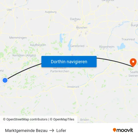 Marktgemeinde Bezau to Lofer map