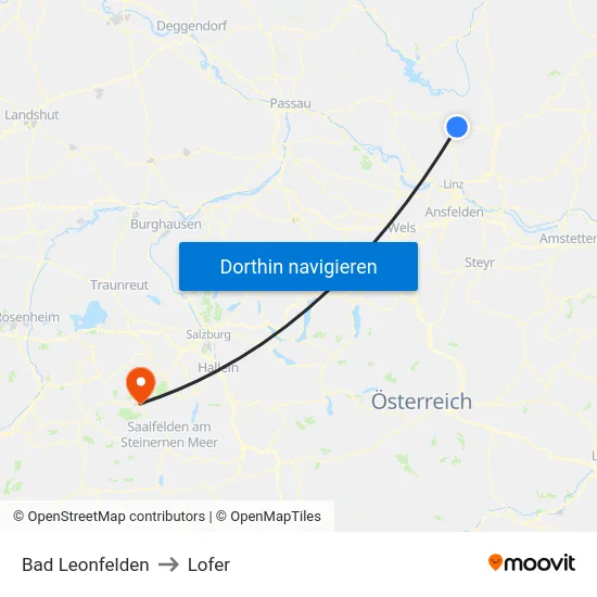 Bad Leonfelden to Lofer map