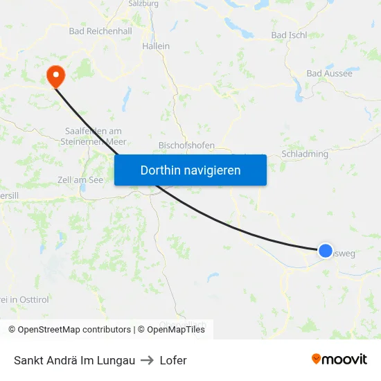 Sankt Andrä Im Lungau to Lofer map