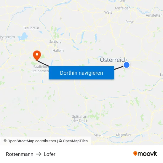 Rottenmann to Lofer map