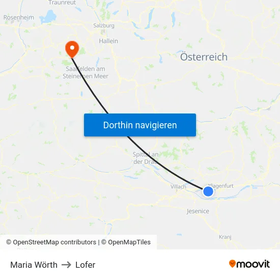 Maria Wörth to Lofer map