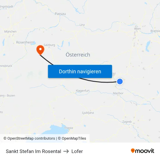 Sankt Stefan Im Rosental to Lofer map