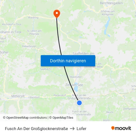 Fusch An Der Großglocknerstraße to Lofer map