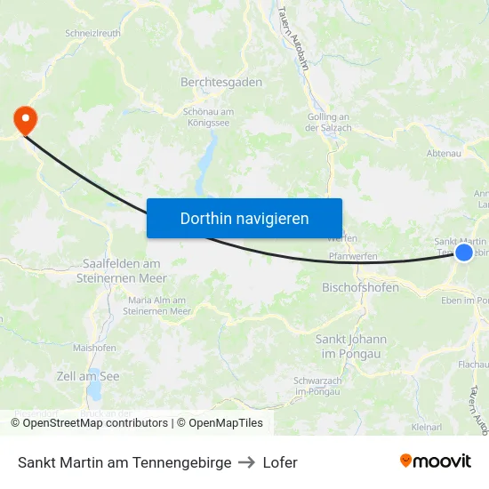 Sankt Martin am Tennengebirge to Lofer map