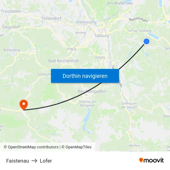 Faistenau to Lofer map